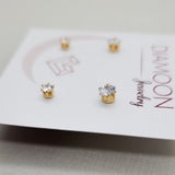 Dual Cubic Zirconia Spot Earrings Set - 18k Gold Filled