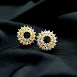 Zirconia 2 Lines Circle Earrings - 18k Gold Filled