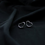 Line Heart Earrings - White Rhodium Filled