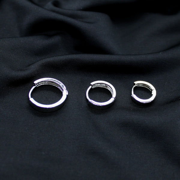 Timeless Hoop Earrings Set - White Rhodium Filled