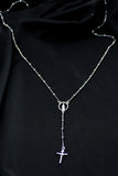 Rosary Long Necklace - White Rhodium Filled