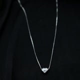 Delicate Heart Necklace - White Rhodium Filled