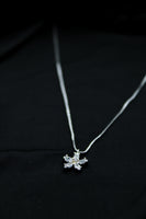 Zirconia Flower Necklace - White Rhodium Filled