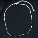 Heart Delicate Chain Choker Necklace - White Rhodium Filled