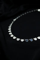 Heart Chain Choker Necklace - White Rhodium Filled