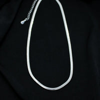 3mm Snake Flat Choker Necklace- White Rhodium Filled