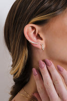 Cubic Zirconia Ear Cuff Line Earrings - 18k Gold Filled