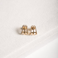 3 Lines Ear Hook Zirconia Earrings - 18k Gold Filled
