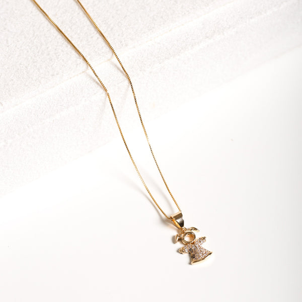 Cubic Zirconia Girl Necklace - 18k Gold Filled