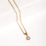 Light Pink Drop Spot Necklace - 18k Gold Filled