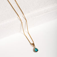 Light Blue Drop Spot Necklace - 18k Gold Filled