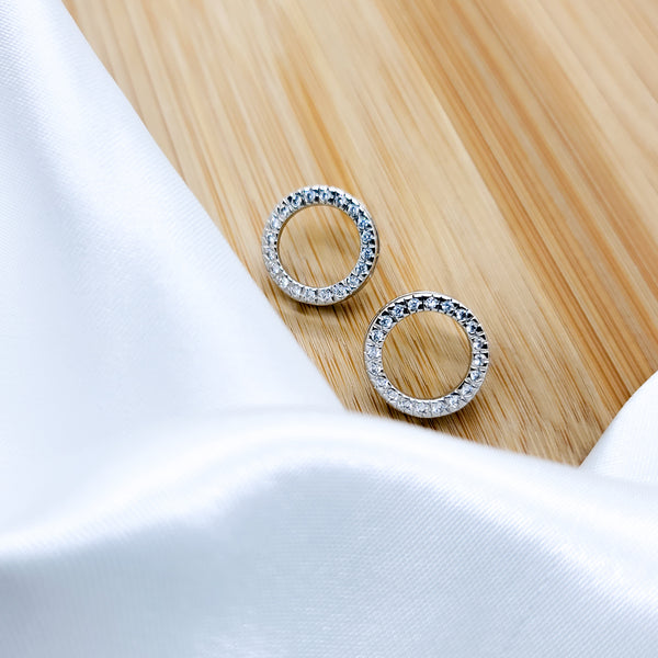Zirconia Ring Earrings - White Rhodium Filled