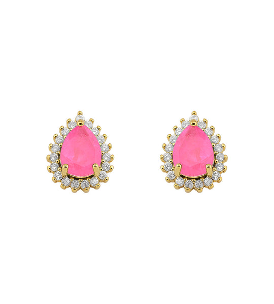 Crystal Fusion Pink Drop Earring - 18k Gold Filled