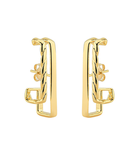 Ear Hook with 2 Lines Earrings - 18k Gold Filled