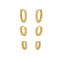 CZ Hoop Earrings Set- 18k Gold Filled
