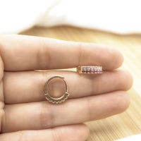 Cubic Zirconia Crystal and Pink Hoop Earrings - 18k Gold Filled