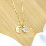 Moon and Star Necklace - 18k Gold Filled