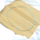 Aqua Blue Choker Necklace - 18k Gold Filled