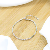 Rope Chain Bracelet - White Rhodium Filled