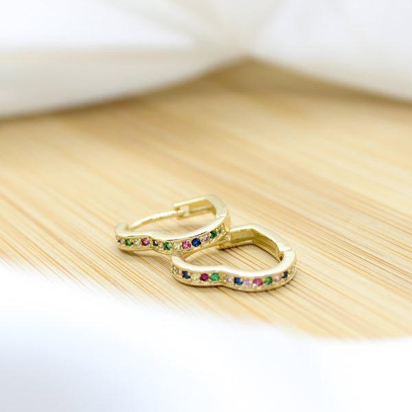 Colors Heart Hoop Earrings - 18k Gold Filled