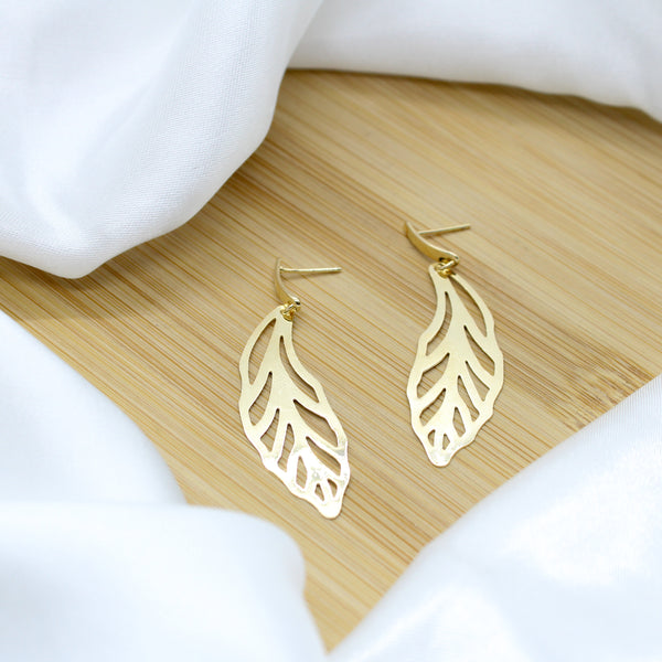 Long Leaf Earrings - 18k Gold Filled