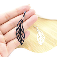 Long Leaf Earrings - White Rhodium Filled
