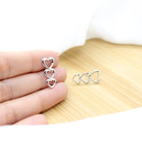 Three hearts Earrings - White Rhodium Filled