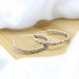 Chain Link Hoop Earrings - White Rhodium Filled