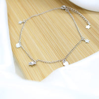 Heart and star anklet - White Rhodium Filled