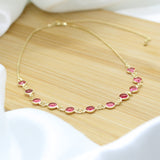 Pink Zirconia Necklace Choker - 18k Gold Filled