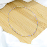 Crystal Purple Tennis Necklace Choker - 18k Gold Filled