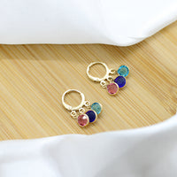 Colors Zirconia Pendant Hoop Earrings - 18k Gold Filled