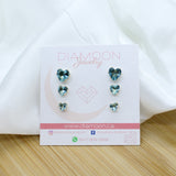 Aqua Blue Cubic Zirconia Heart Set Earrings - 18k Gold Filled