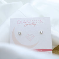 White Cubic Zirconia Heart Stud Earrings (04mm) - 18k Gold Filled