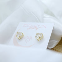 White Cubic Zirconia Heart Stud Earrings (10mm) - 18k Gold Filled