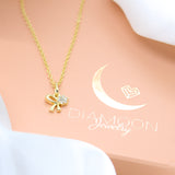 Zirconia Ribbon Bow Children's Necklace - 18k Gold Filled