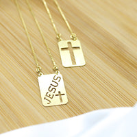 Jesus Men's Scapular Necklace - 18k Gold Filled