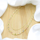Colors Cubic Zirconia Station Double Necklace - 18k Gold Filled