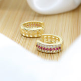 Sparkling Ruby Hoop Earrings - 18K Gold Filled