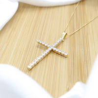 Zirconia Cross Necklace - 18k Gold Filled
