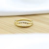CZ Stylish Ring Double Line - 18k Gold Filled