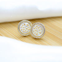 Mother of Pearl Tree of Life Earrings - 18k Gold Filled
