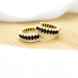 Black Chic Hoop Earrings - 18k Gold Filled