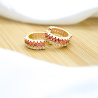 Pink Chic Hoop Earrings - 18k Gold Filled