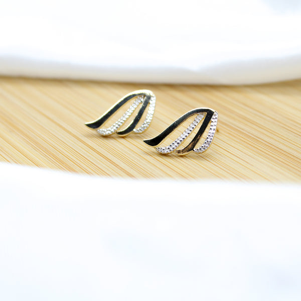 Modern Earrings - 18k Gold Filled with White Rhodium Details