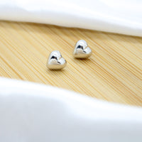 Heart Stud Earrings - White Rhodium Filled