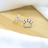 Dog Paw Stud Earrings - White Rhodium Filled