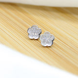 Cubic Zirconia Four Leaf Clover Stud Earrings - White Rhodium Filled