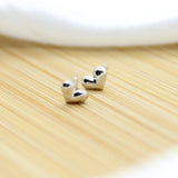 Tiny Heart Stud Earrings - White Rhodium Filled