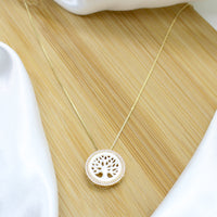 Mother of Pearl Tree of Life Necklace - 18k Gold Filled
